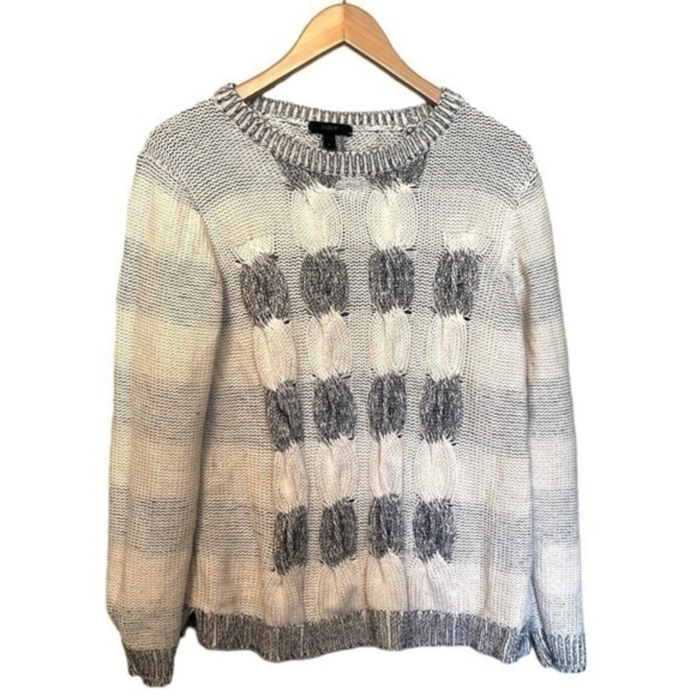 J.Crew Knitted Sweater crewneck Navy Blue/White Womens size large